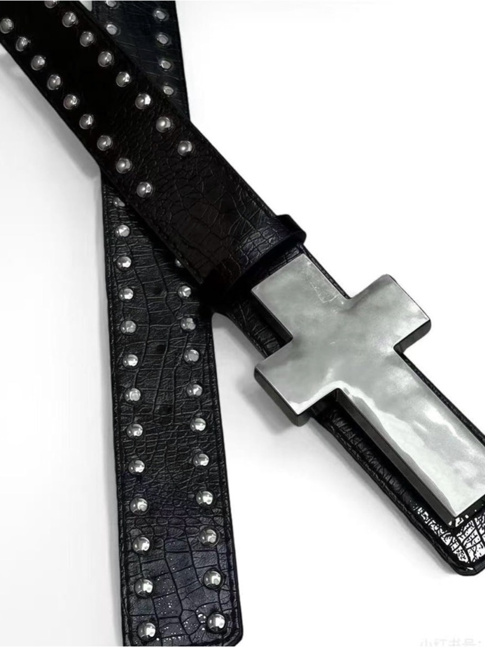 Black Studded Cross Belt Goth Y2K